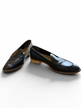 Everlane Italian Leather Loafers Black Slip On Shoes Size 9 Minimalist